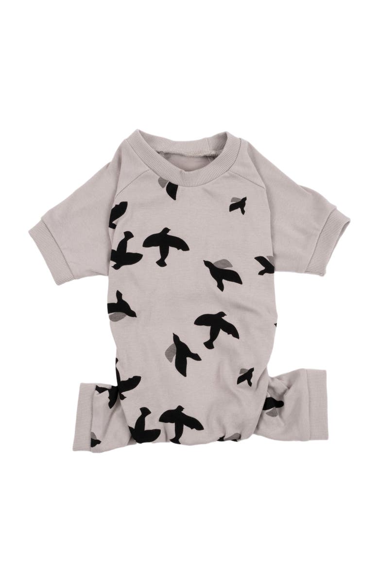 Leveret Dog Cotton Matching Family Pajamas, Animals & Paw Prints, Alternate, color, Bird Gray