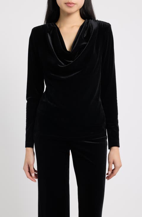 Cowl Neck Velvet Top