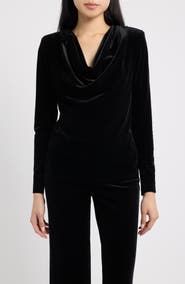 Anne Klein Cowl Neck Velvet Top