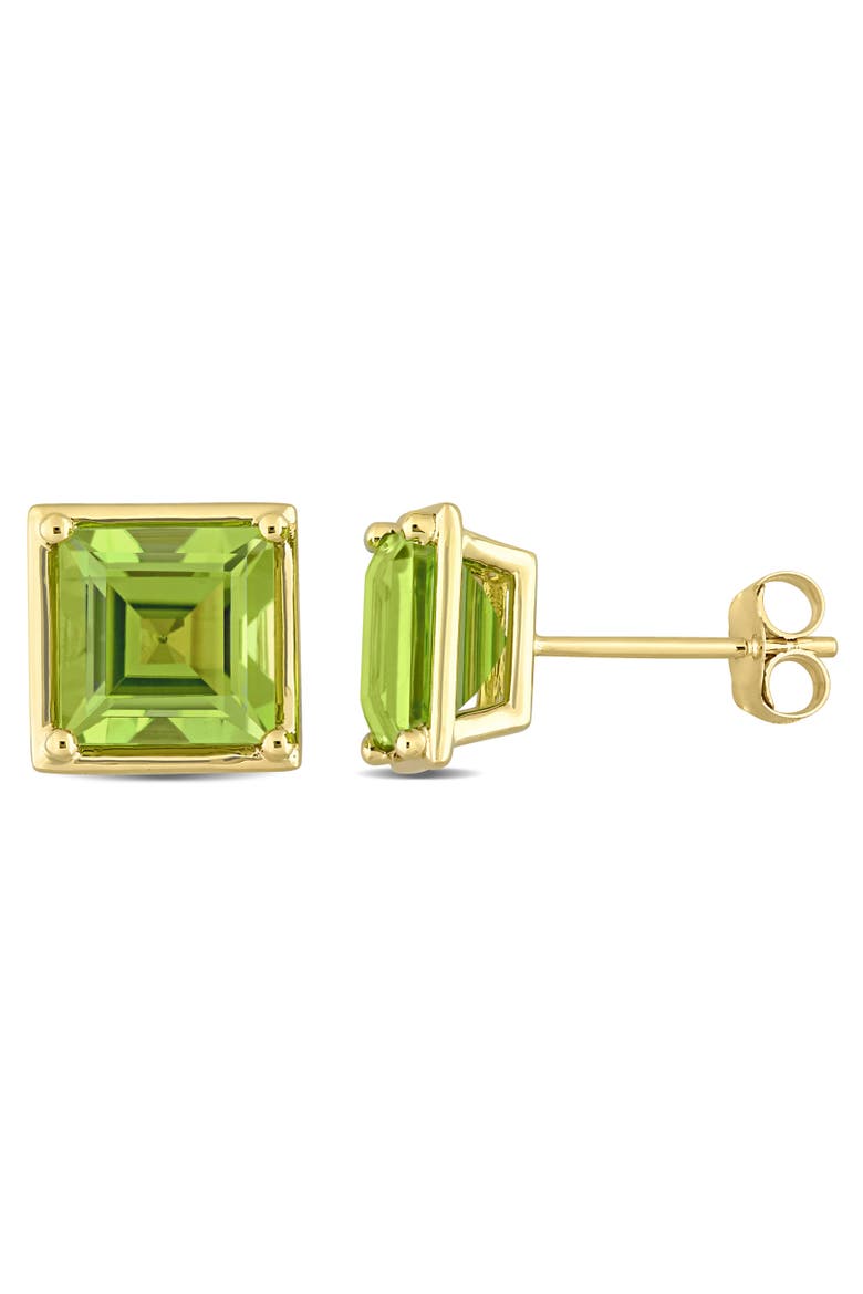 Peridot Square Stud Earrings 14k, Main, color, Gold/Green