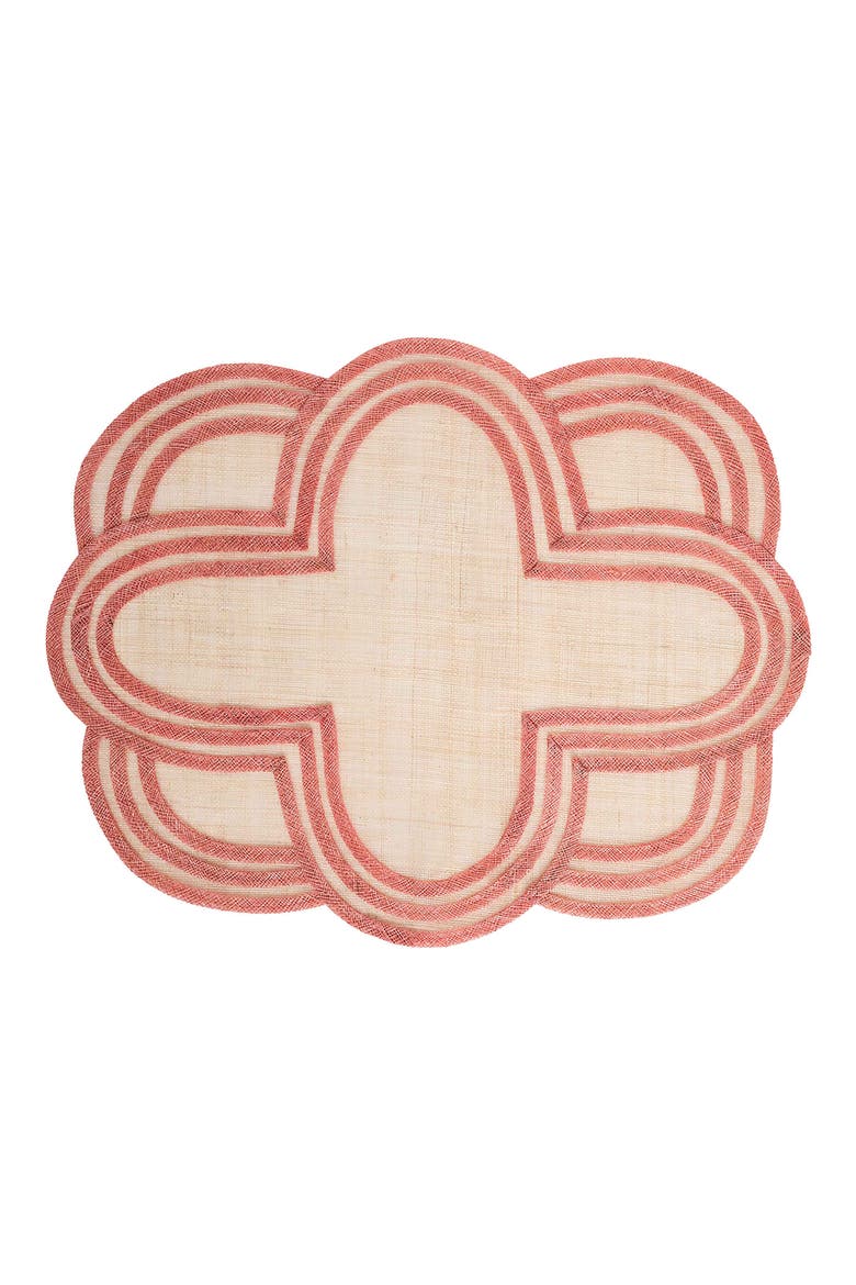 Set of 4 Scallop Stripe Placemats, Alternate, color, CORAL