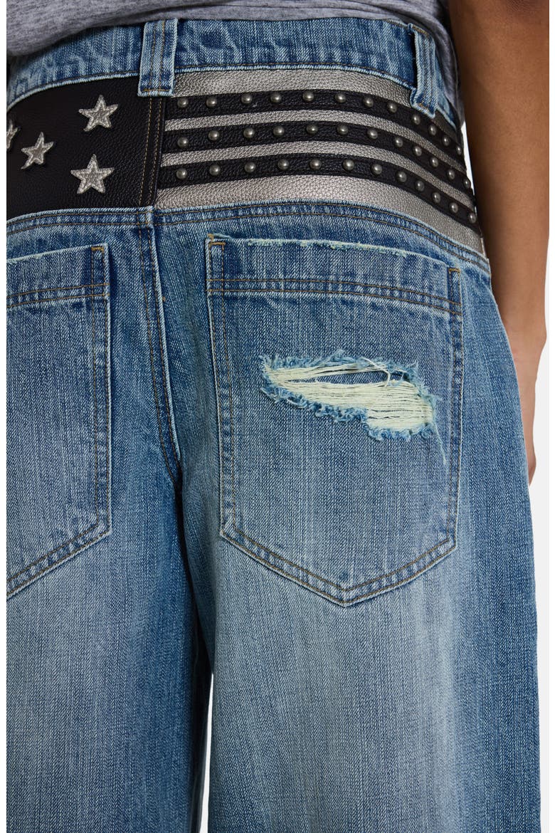 USA Flag Appliqué Low Rise Colossus Jeans, Alternate, color, DENIM