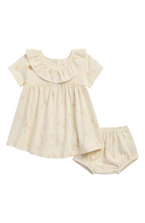 Kids' Ruffle Collar Organic Cotton Dress & Bloomers Set (Baby & Toddler)