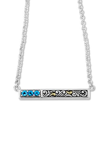 Samuel B. 18k & Silver 0.45 Ct. Tw. Blue Topaz Bar Necklace In Blue