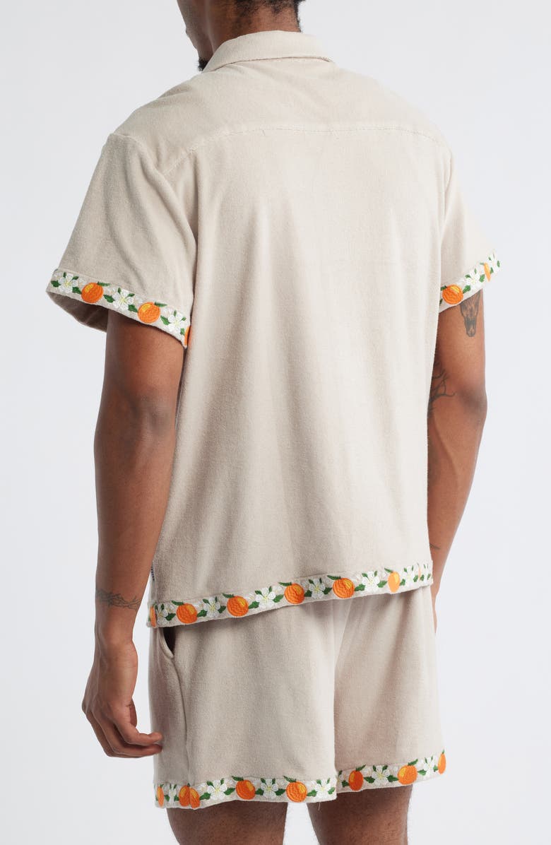 MAVRANS Orange Terry Cloth Camp Shirt, Alternate, color, Tan/ Orange Multi