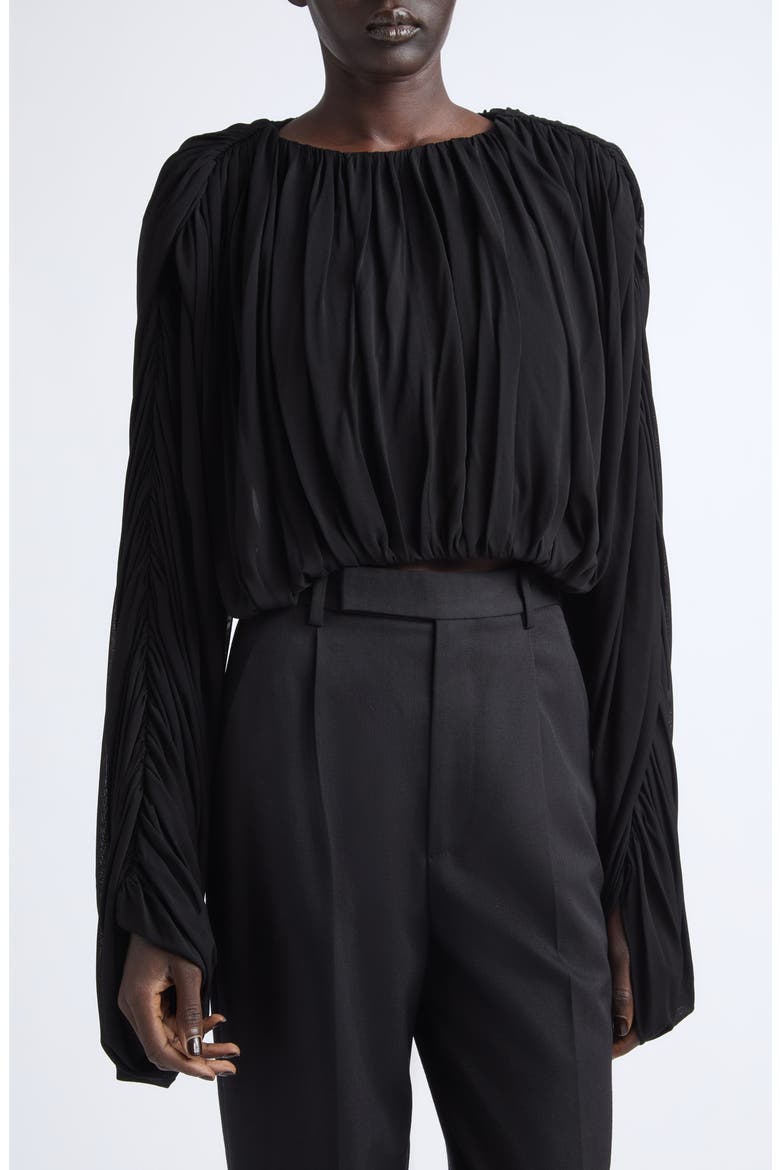 Micka Ruched Jersey Top, Main, color, BLACK