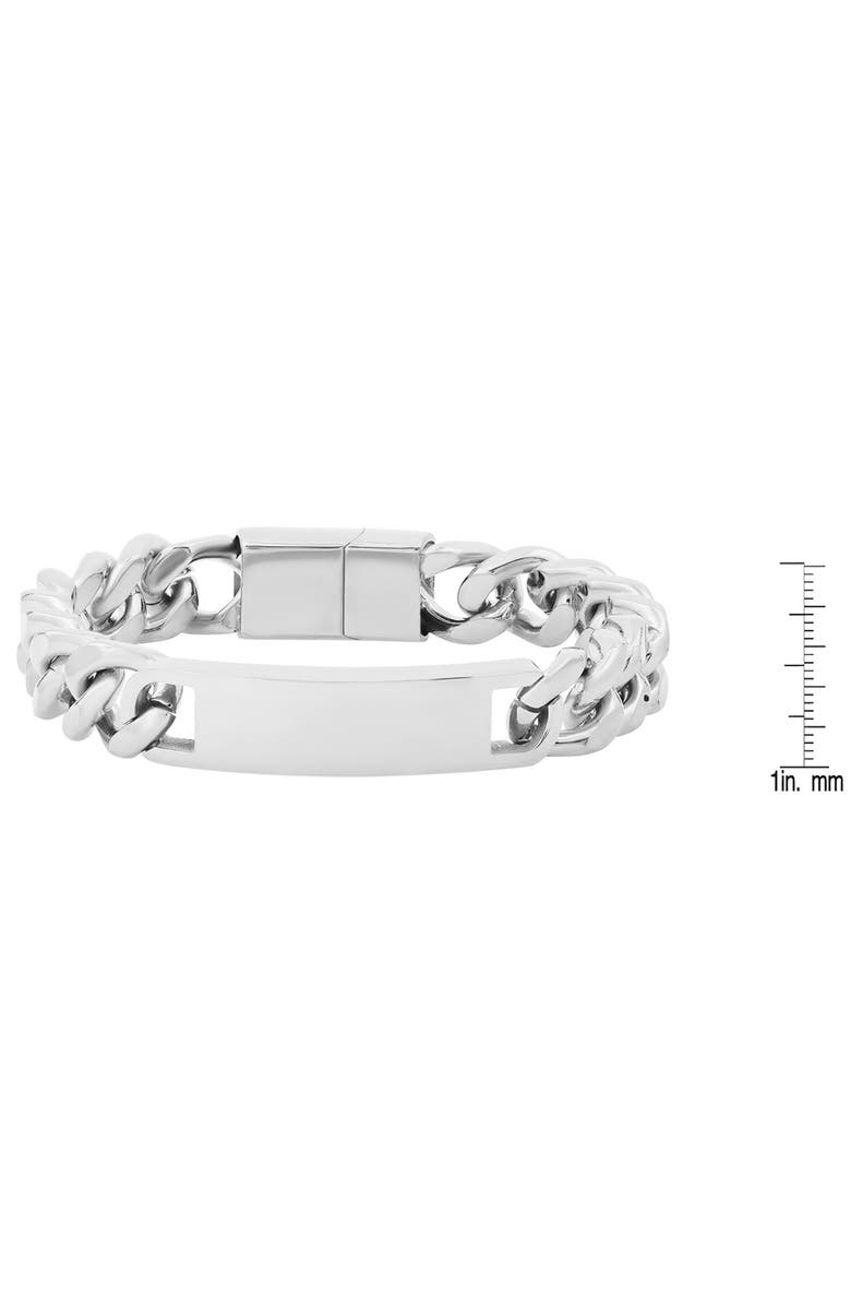 STEELTIME HMY JEWELRY Stainless Steel Cuban Link Chain ID Bracelet, Alternate, color, Metallic