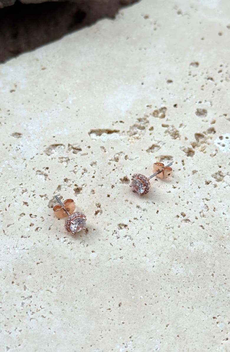 Adornia Cubic Zirconia Halo Stud Earrings, Alternate, color, Pink