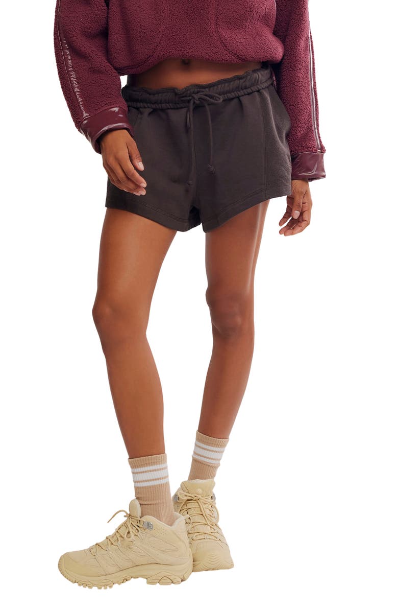 Free People High Press High Rise Cotton Shorts, Main, color, Chocolate