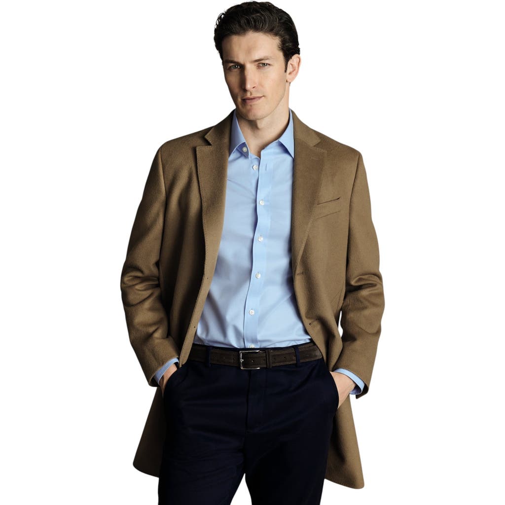 Charles Tyrwhitt Wool Overcoat In Brown