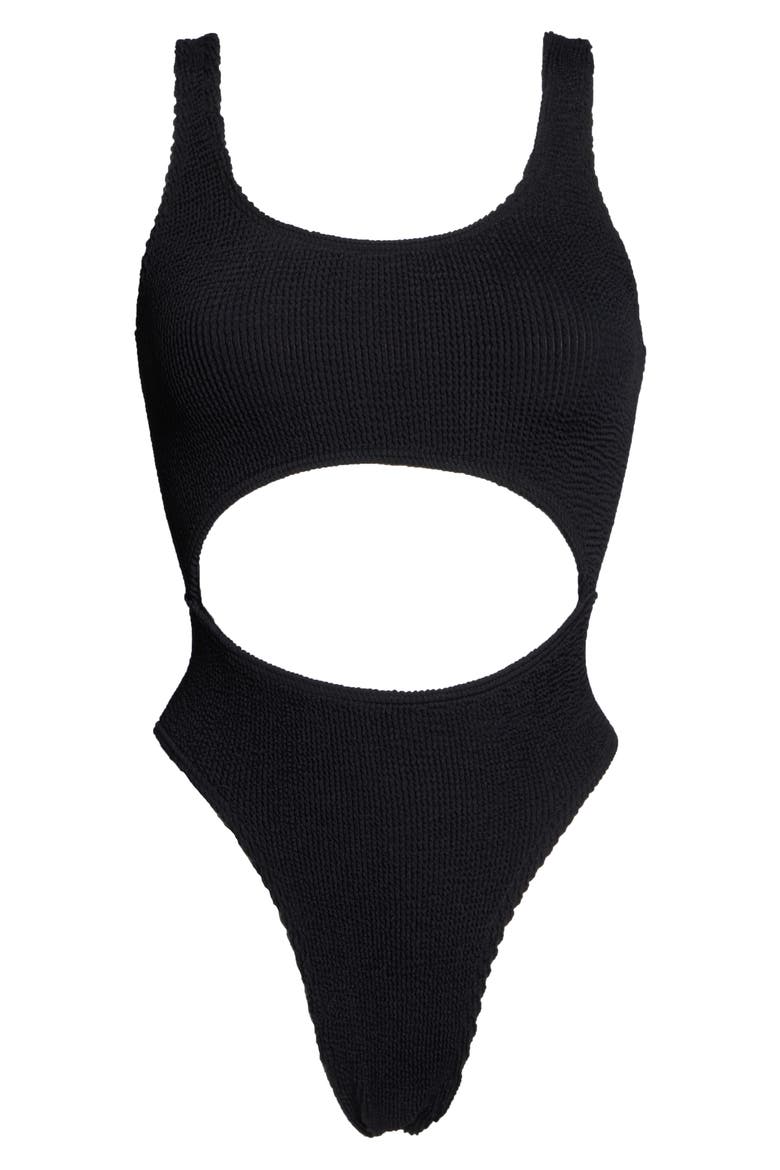 BOUND by Bond-Eye The Mishy High Cut Ribbed One-Piece Swimsuit, Alternate, color, BLACK