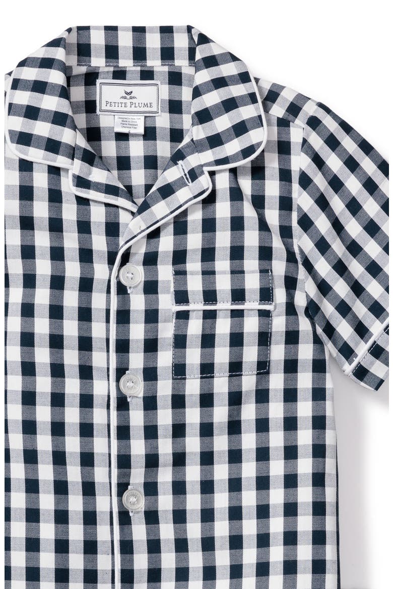 Kids' Gingham Two-Piece Short Pajamas, Alternate, color, NAVY