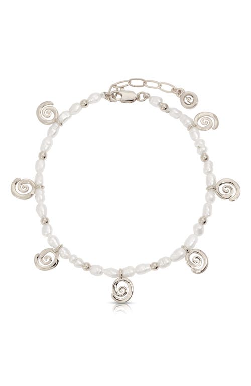 Ettika Aura Cultured Freshwater Pearl Swirl Charm Bracelet In Silver