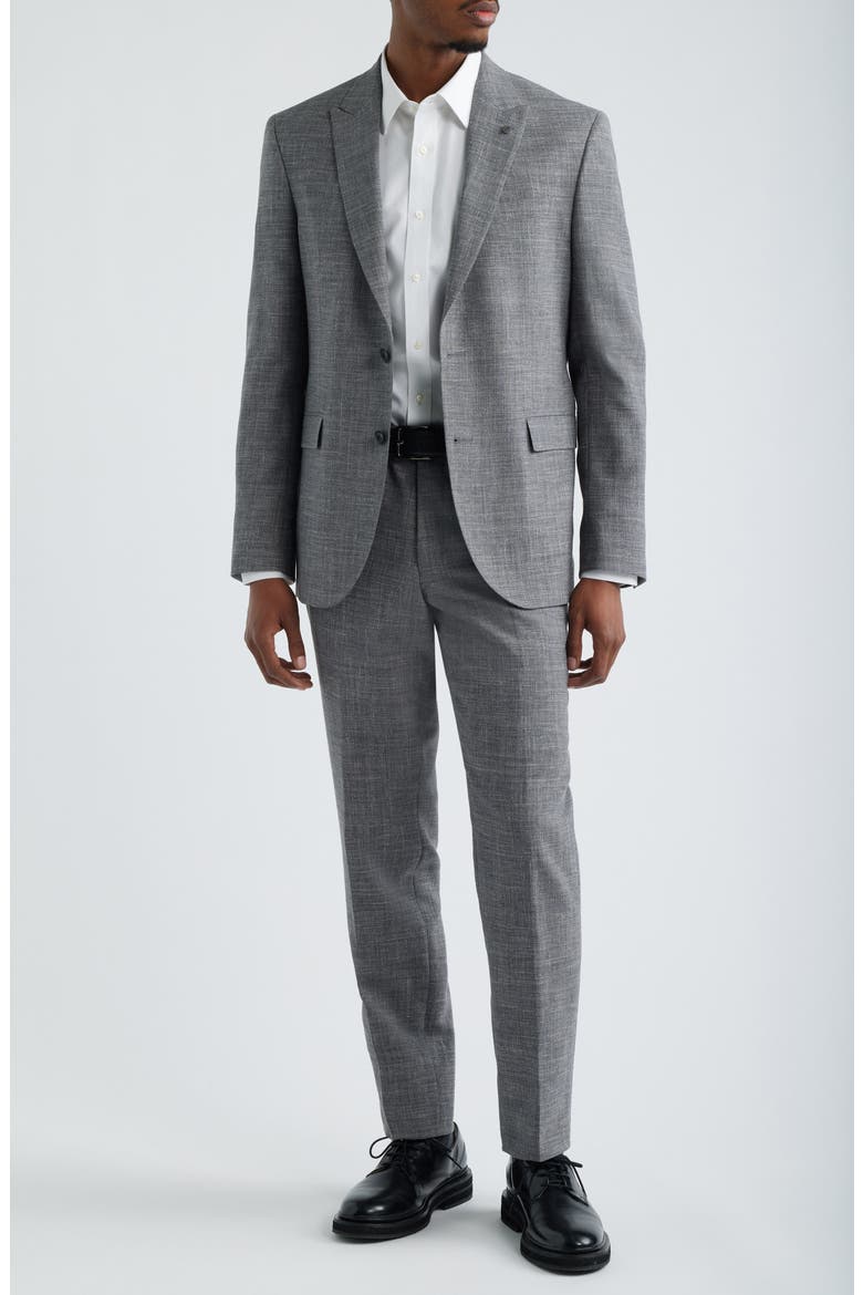 Rawdon Slim Fit Grey Mélange Peak Lapel Suit, Main, color, GREY