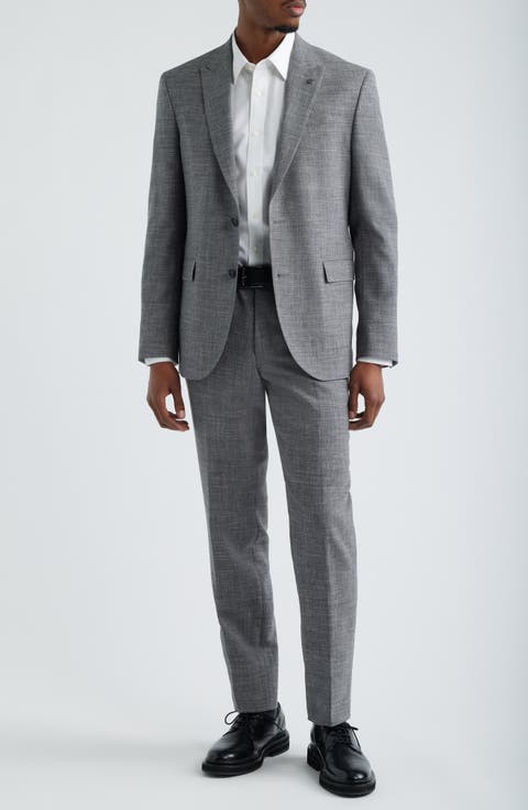 Rawdon Slim Fit Grey Mélange Peak Lapel Suit (Regular, Short & Long)