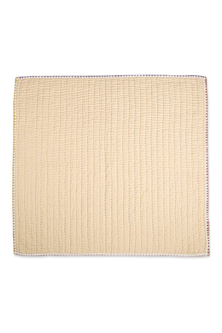 Quilted Cotton Baby Blanket, Alternate, color, TAN/ WHITE