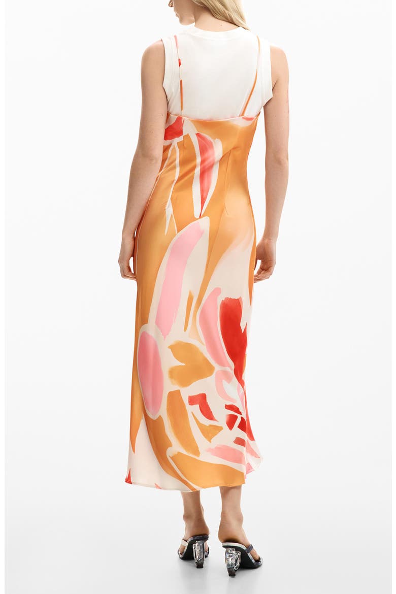 Two-Piece Satin Midi Dress, Alternate, color, ORANGE