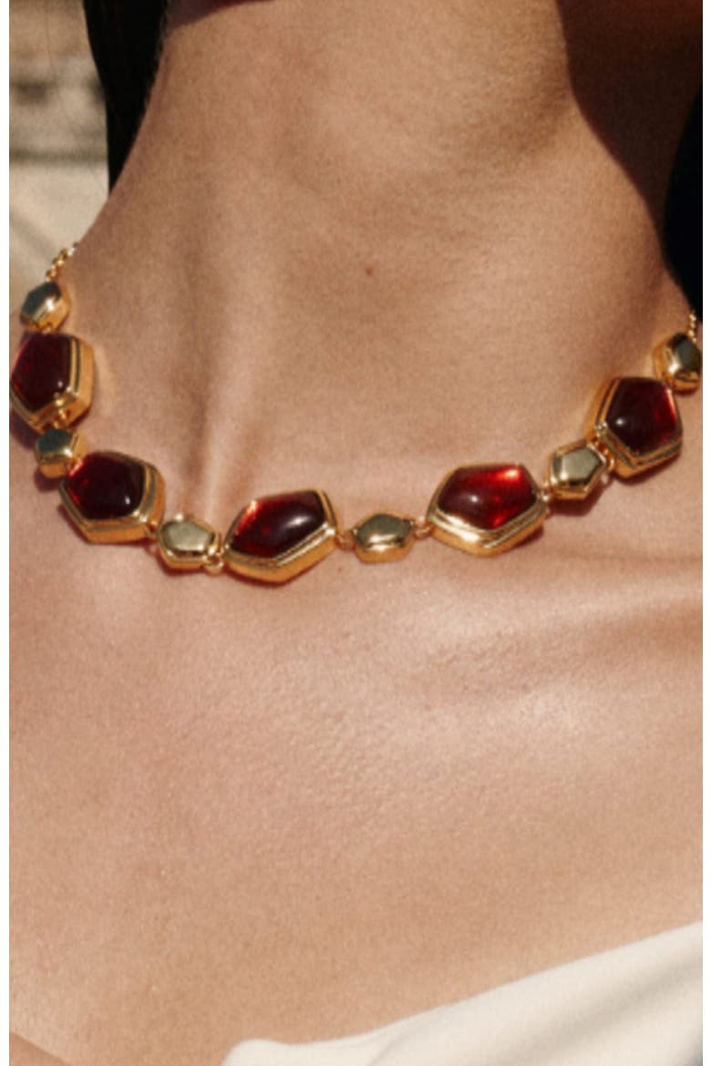 Red Velvet Necklace, Alternate, color, Red & Gold
