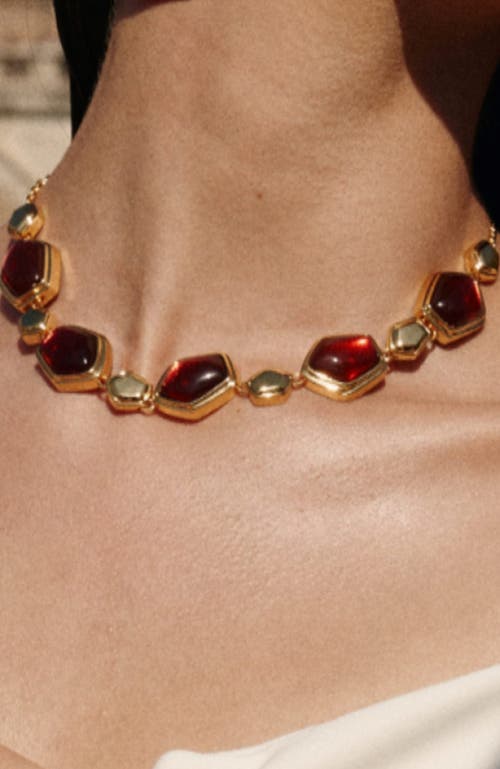 Rc Retro Chic Red Velvet Necklace In Gold