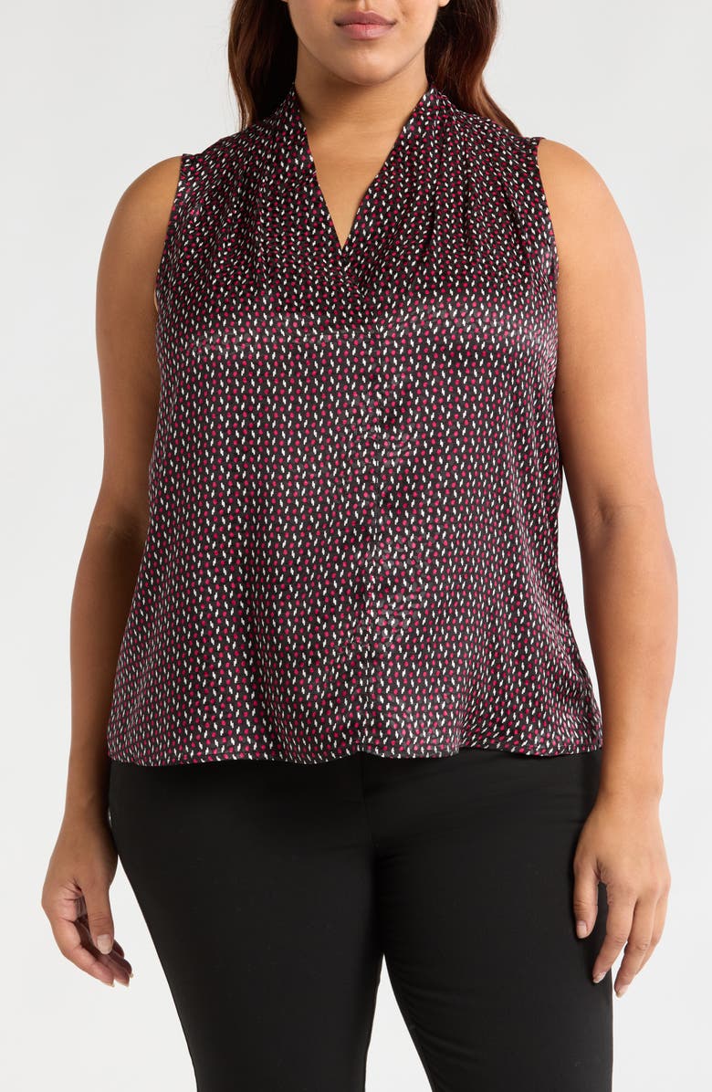 Liverpool Los Angeles Pleated Sleeveless Jacquard Woven Top, Main, color, 