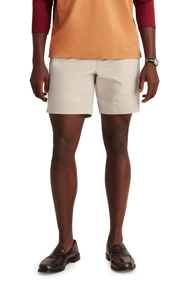 Washed Stretch Cotton Chino Shorts, Main, color, OAT MILK
