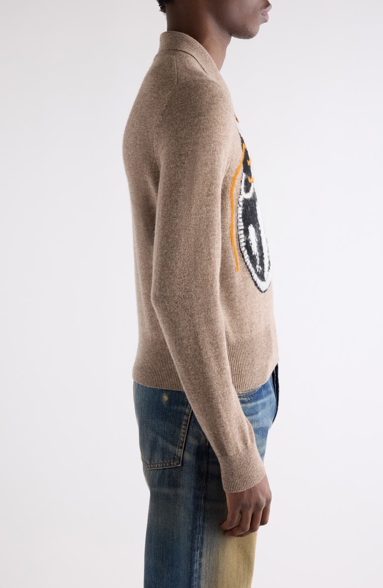 Acne Studios Klastron Shoes Intarsia Richard Wool & Yak Hair Blend Polo Sweater, Alternate, color, Greige Melange