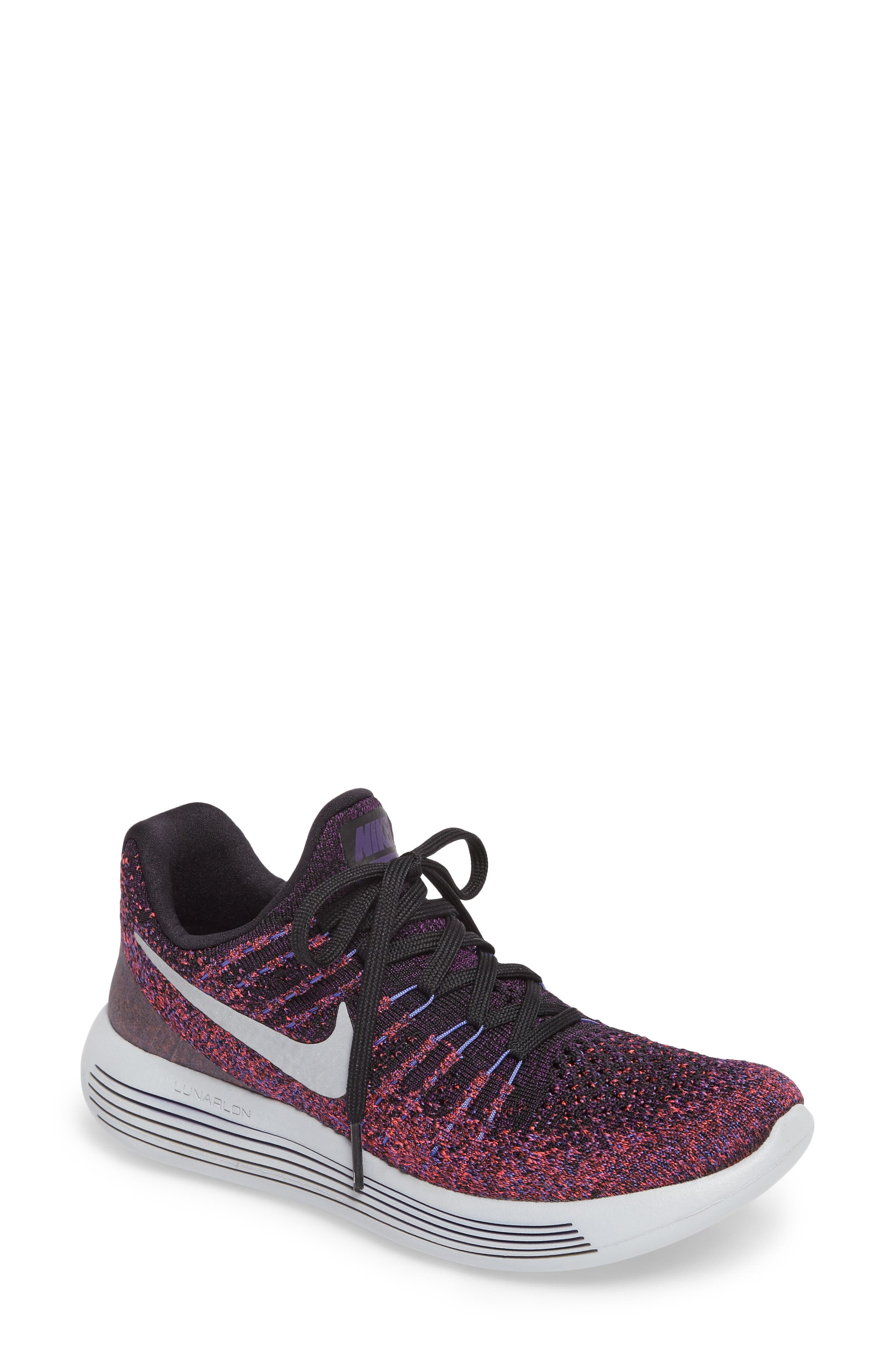 LunarEpic Low Flyknit 2 Running Shoe, Main, color, BLACK/ METALLIC SILVER