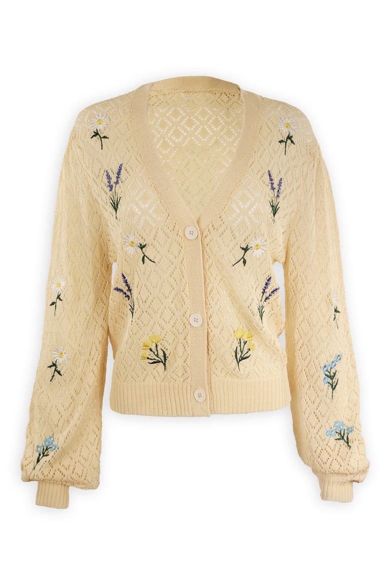 Floral Embroidered Cardigan, Alternate, color, IVORY
