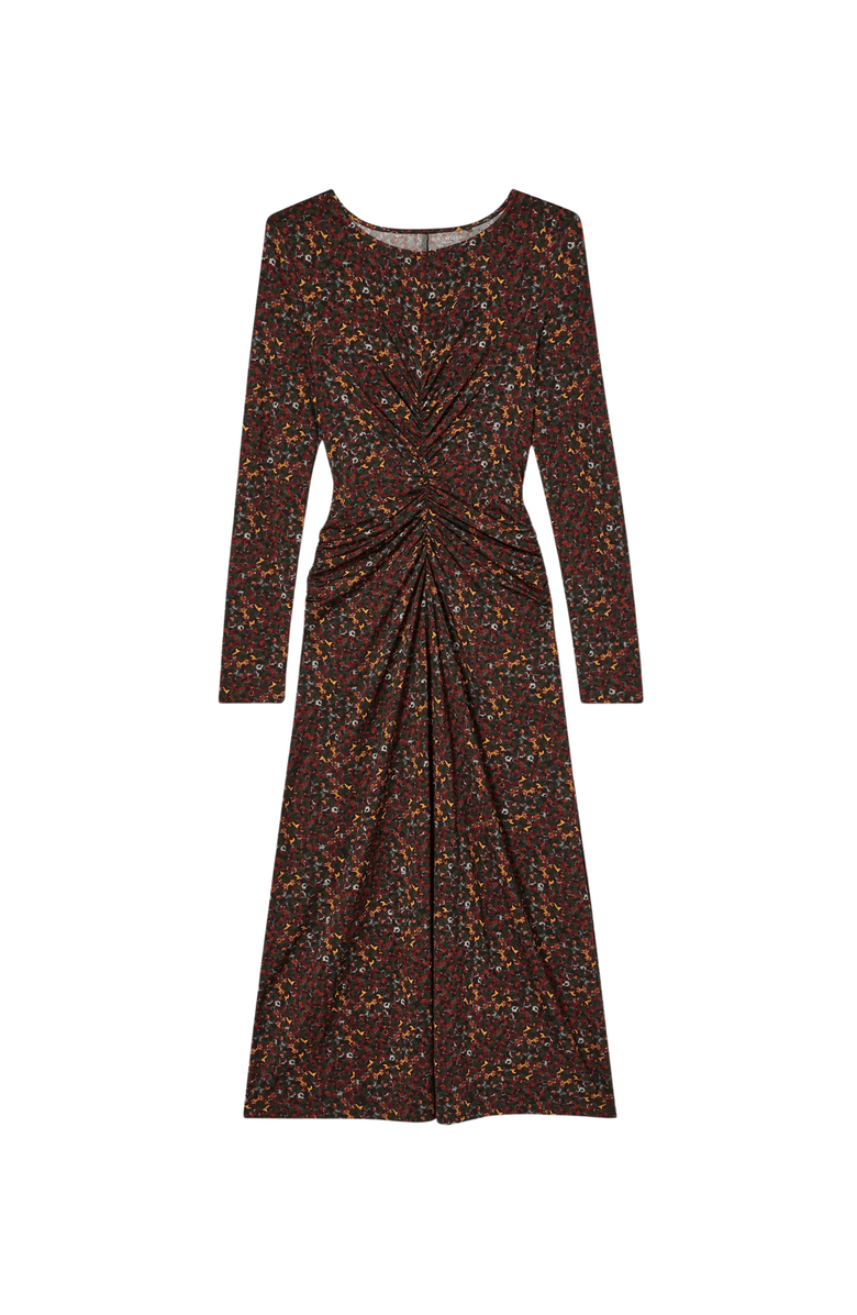 M.M.LaFleur Johnna Printed Jersey Ruched Dress, Alternate, color, Autumn Floral
