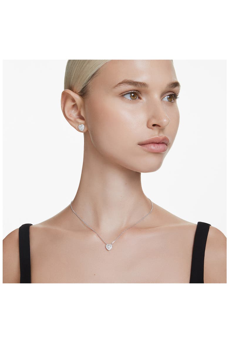 x Ariana Grande Angelic Crystal Heart Halo Stud Earrings & Necklace Set, Alternate, color, WHITE/ SILVER