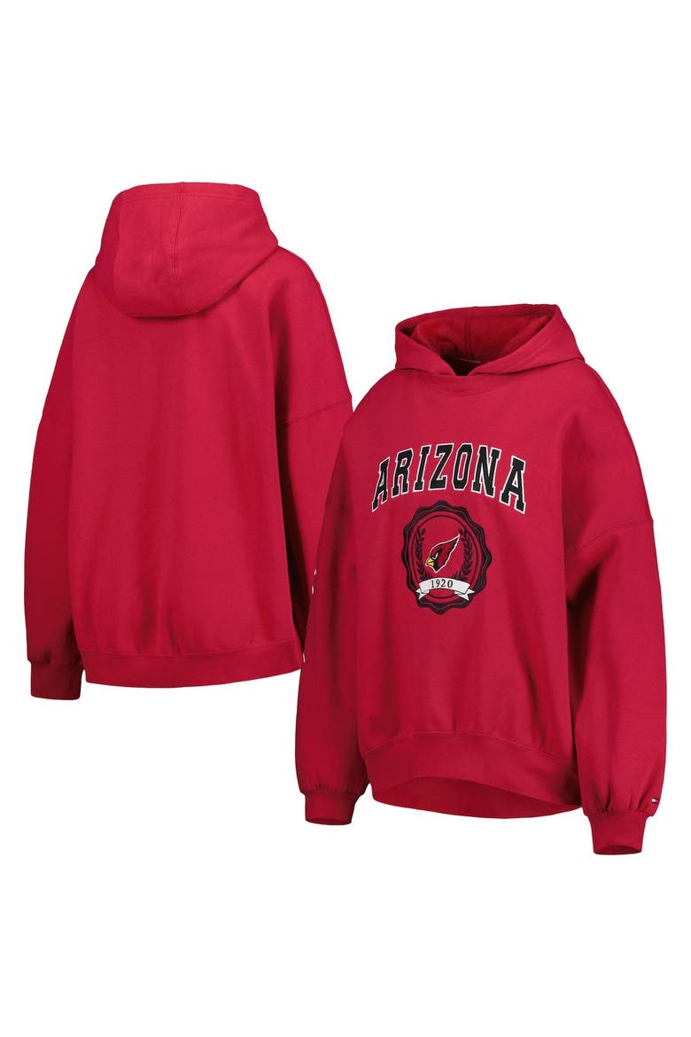 Women's Tommy Hilfiger Cardinal Arizona Cardinals Becca Drop Shoulder Pullover Hoodie, Main, color, Cardinal