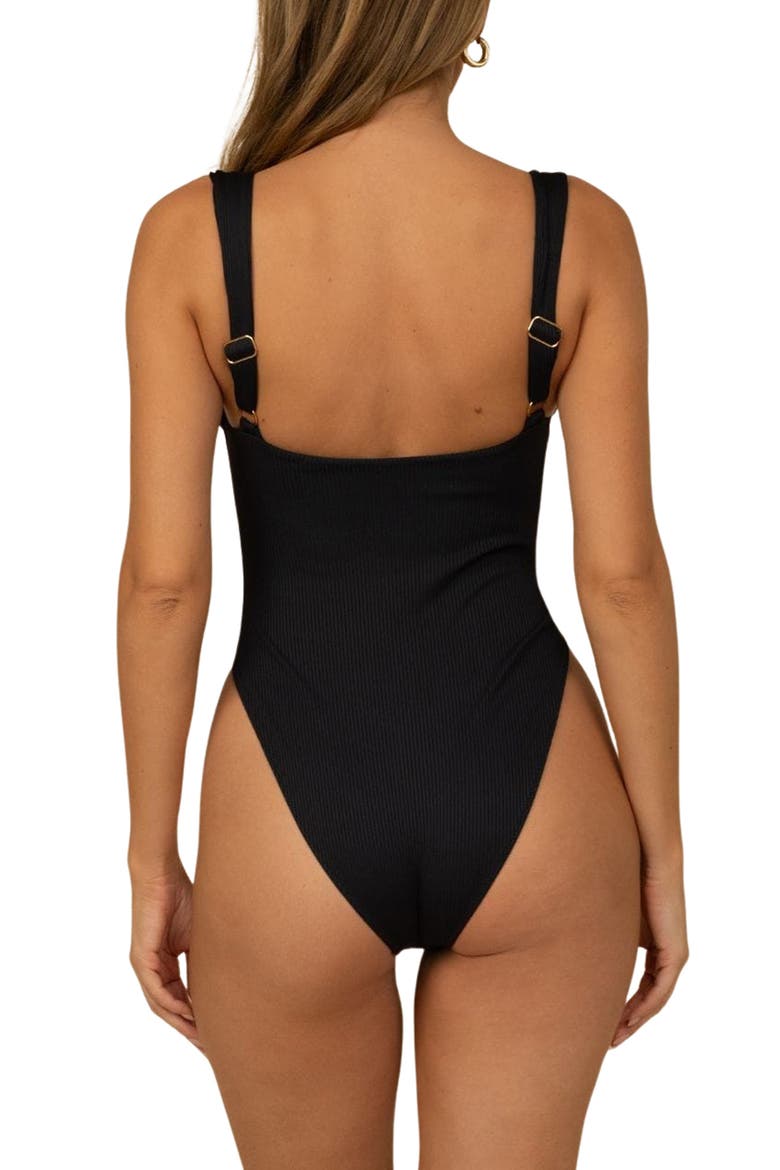 Bella Rib Underwire One-Piece Swimsuit, Alternate, color, BLACK RIB