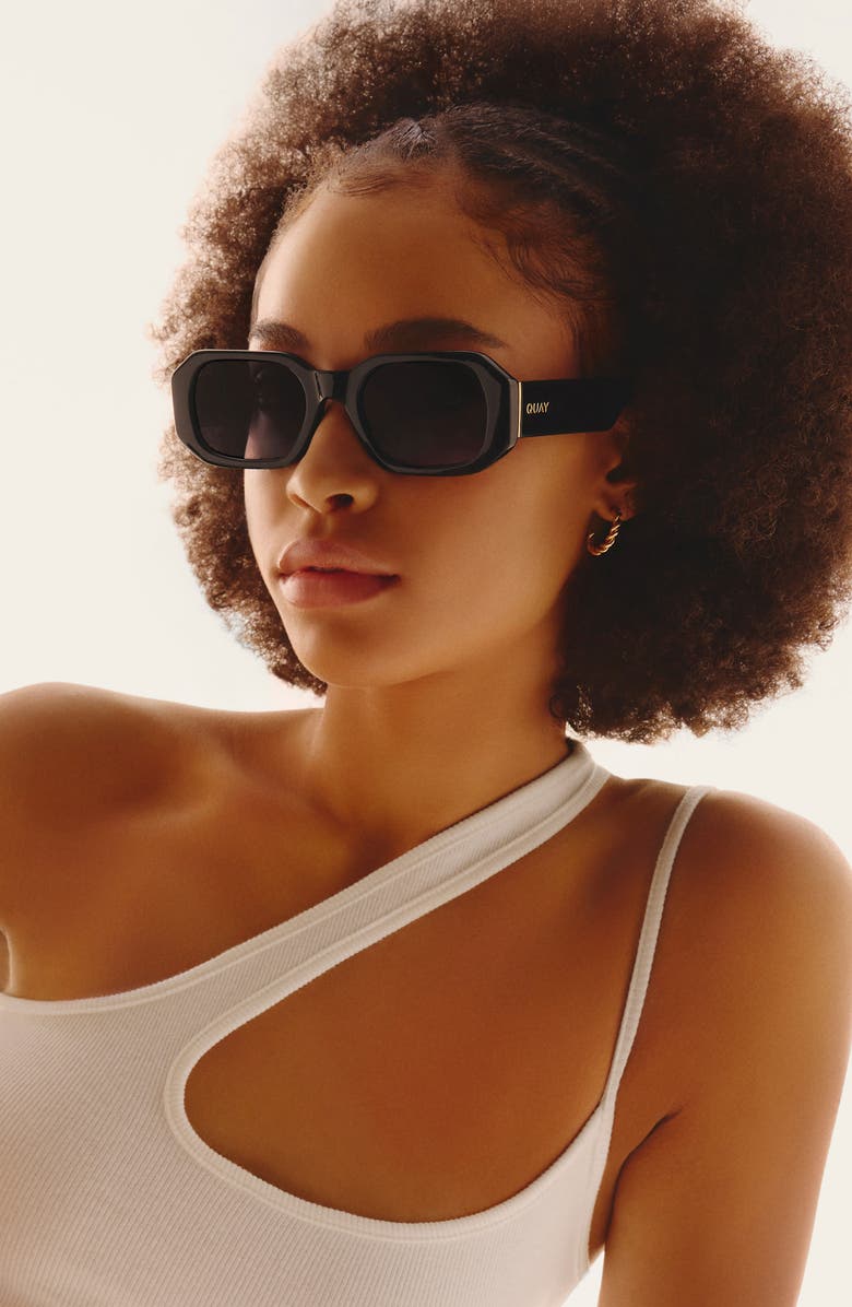 QUAY Hyped Up 53mm Gradient Square Sunglasses, Alternate, color, Black / Smoke