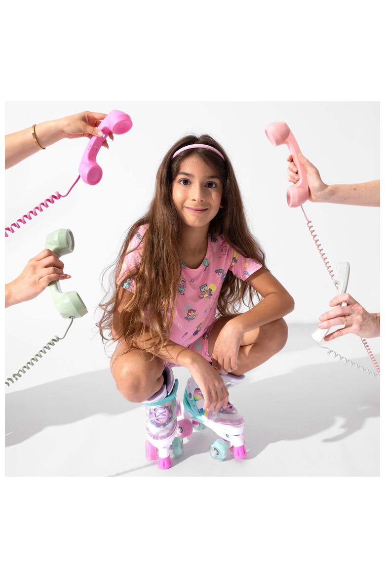 Skater Kitty Kids 2-Piece Short Sleeve & Shorts Pajama Set, Alternate, color, Skater Kitty
