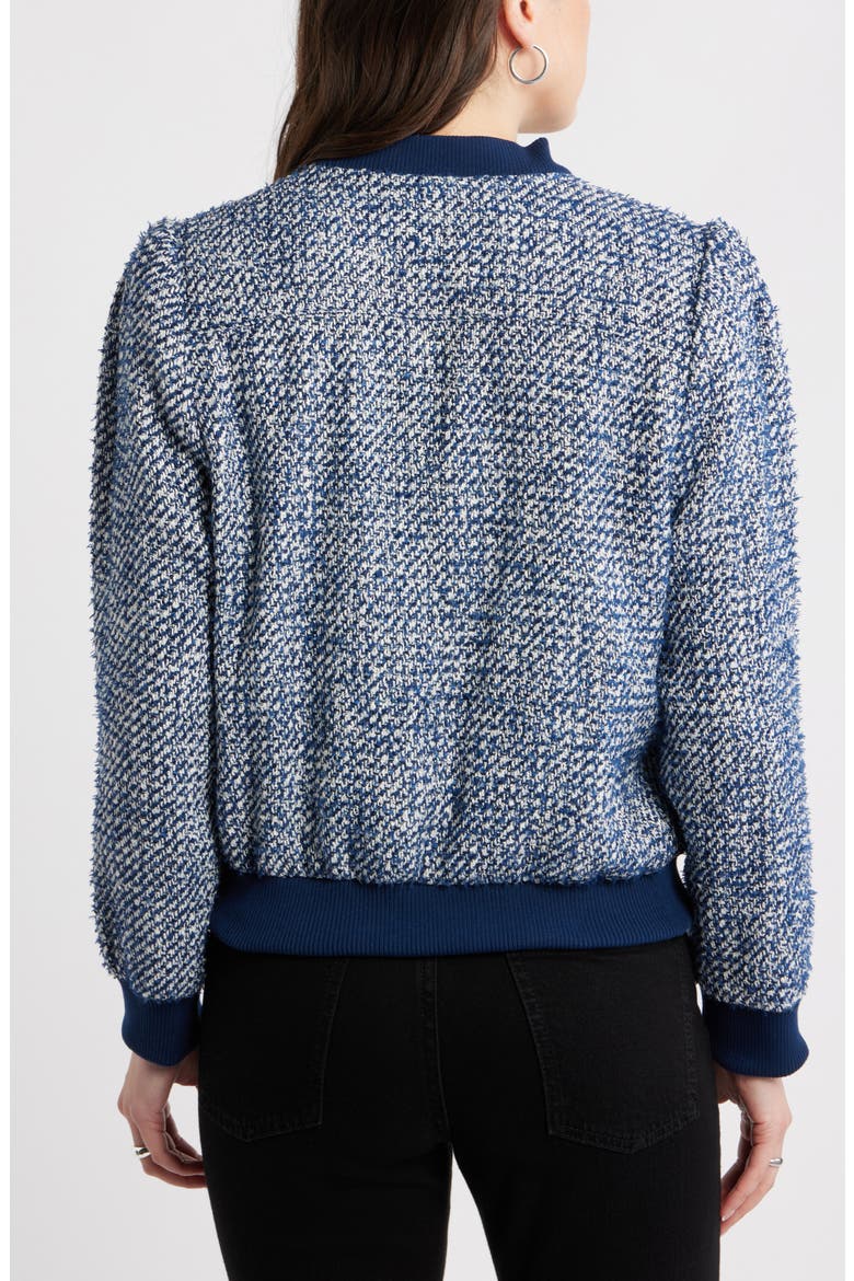 Tweed Bomber Jacket, Alternate, color, NAVY STILL