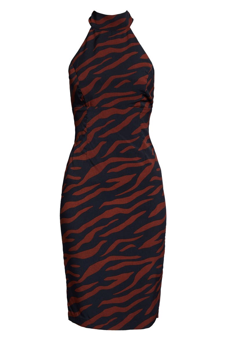 Sammie Halter Dress, Alternate, color, BROWN ZEBRA