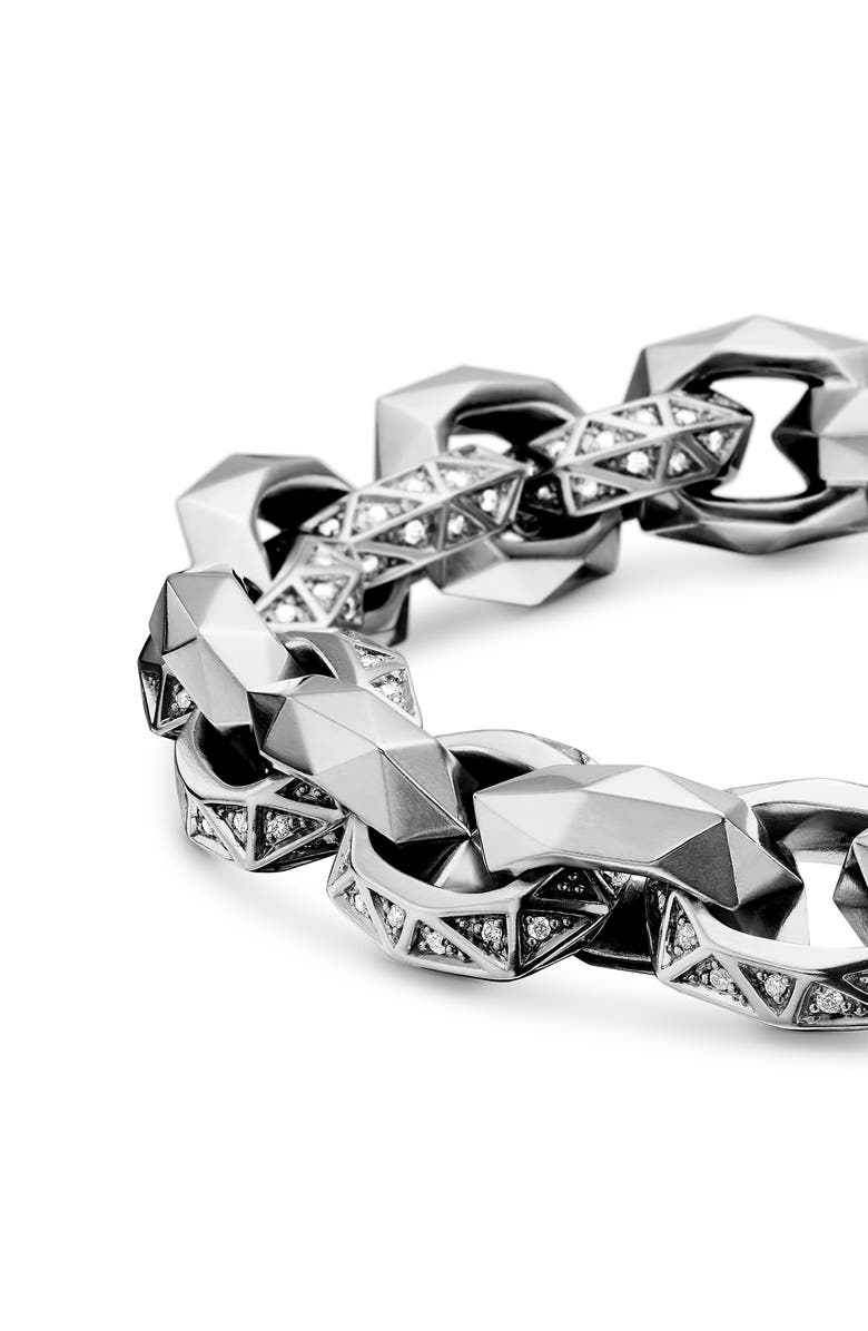 David Yurman Torqued Faceted Link Bracelet in Sterling Silver with Diamonds, 11.6mm, Alternate, color, 