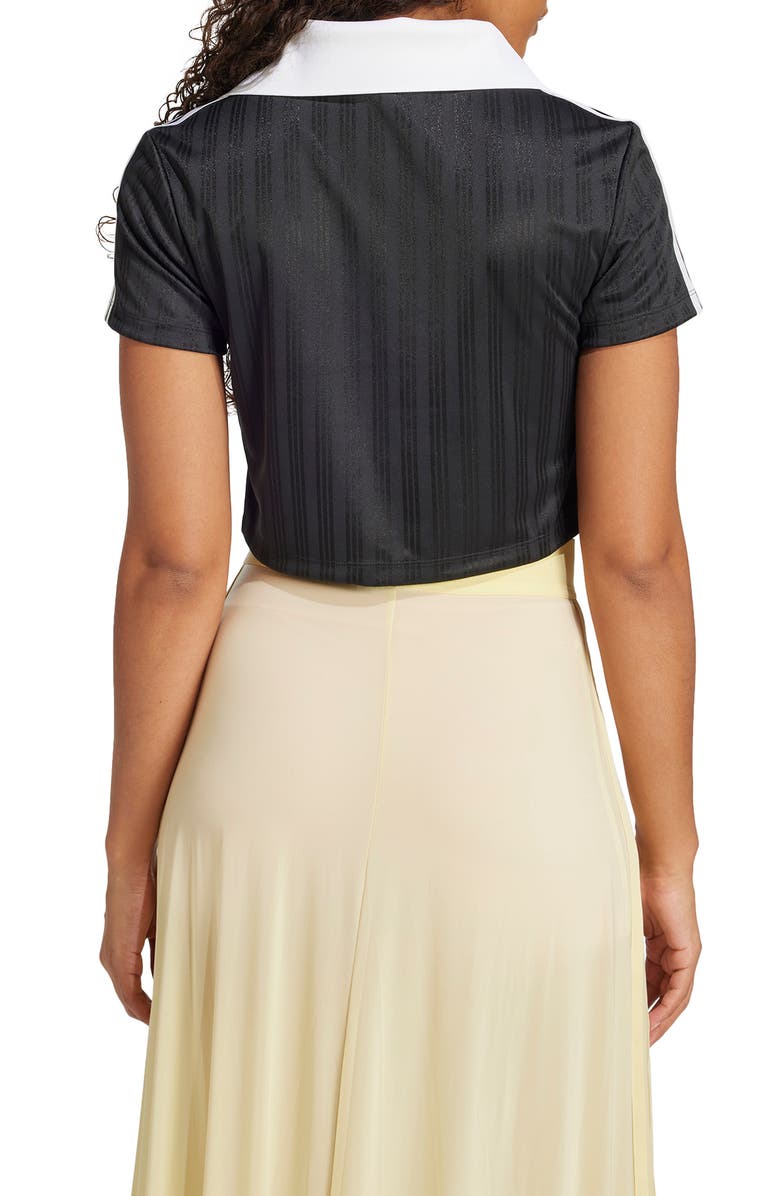adidas Originals Adicolor Jacquard Crop Soccer Polo, Alternate, color, Black