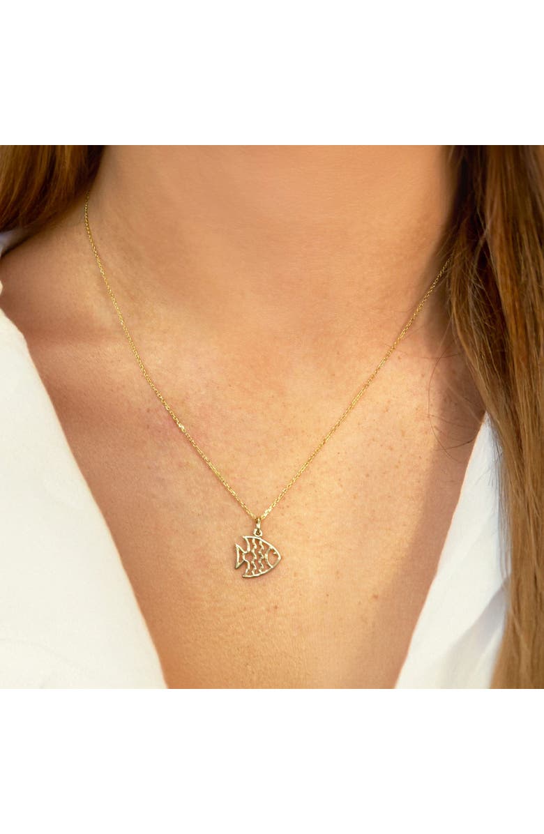 The Lovery Fine Jewelry Mini Gold Fish Charm, Alternate, color, Yellow Gold