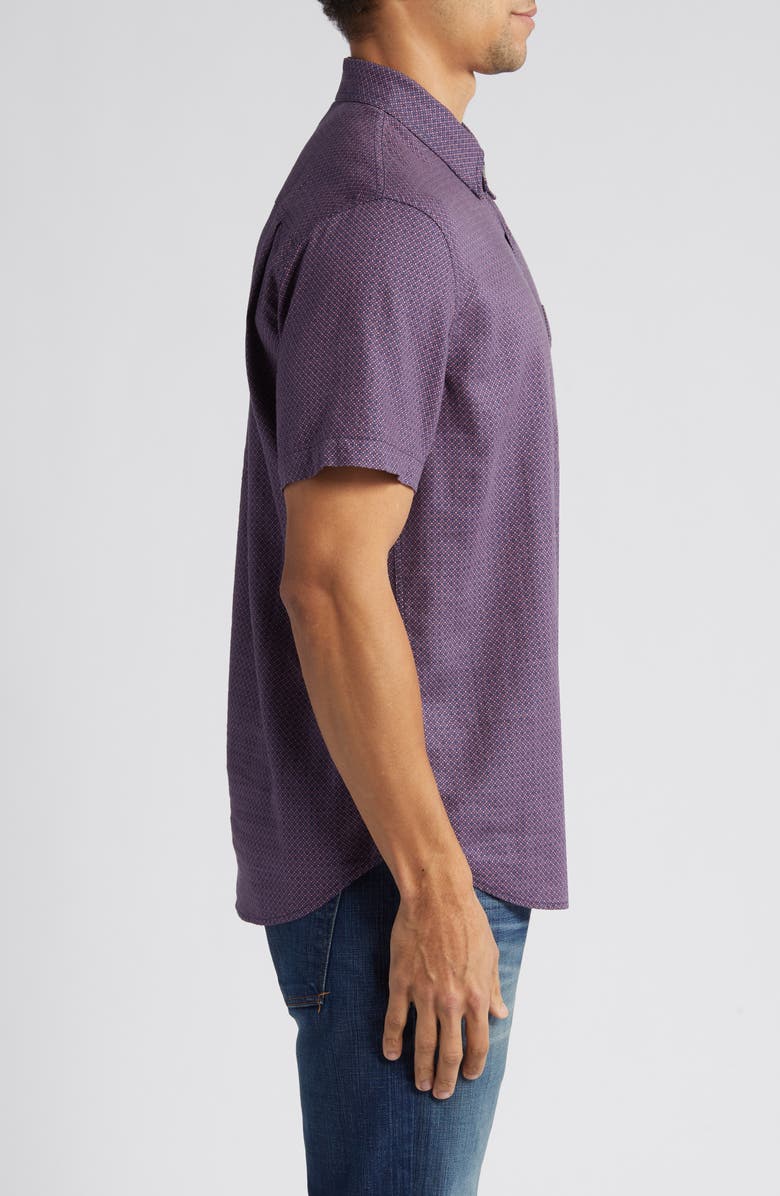 Rails Carson Geometric Print Short Sleeve Linen Blend Button-Up Shirt, Alternate, color,