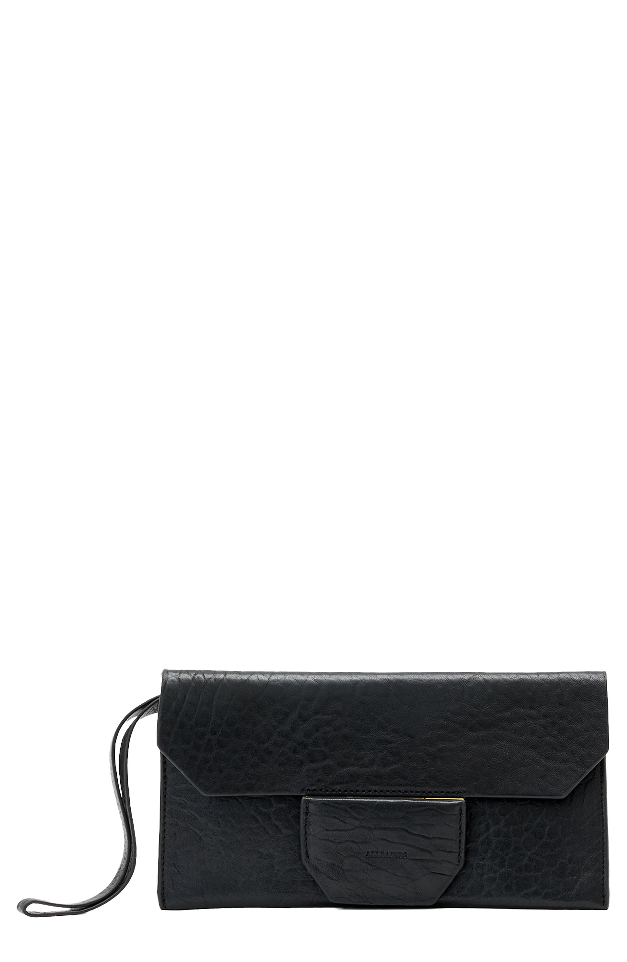 AllSaints Ursa Leather Wallet, Main, color, Black