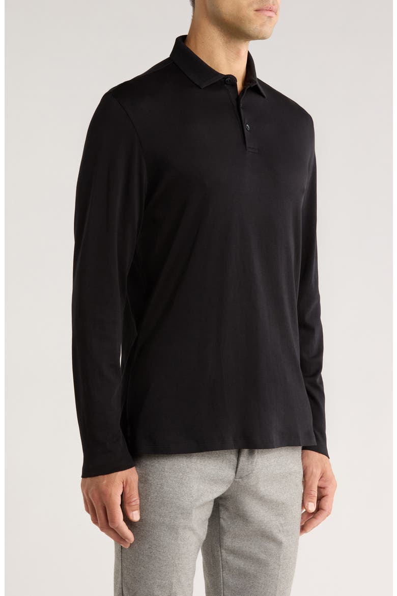 Georgia Long Sleeve Pima Cotton Polo, Alternate, color, BLACK