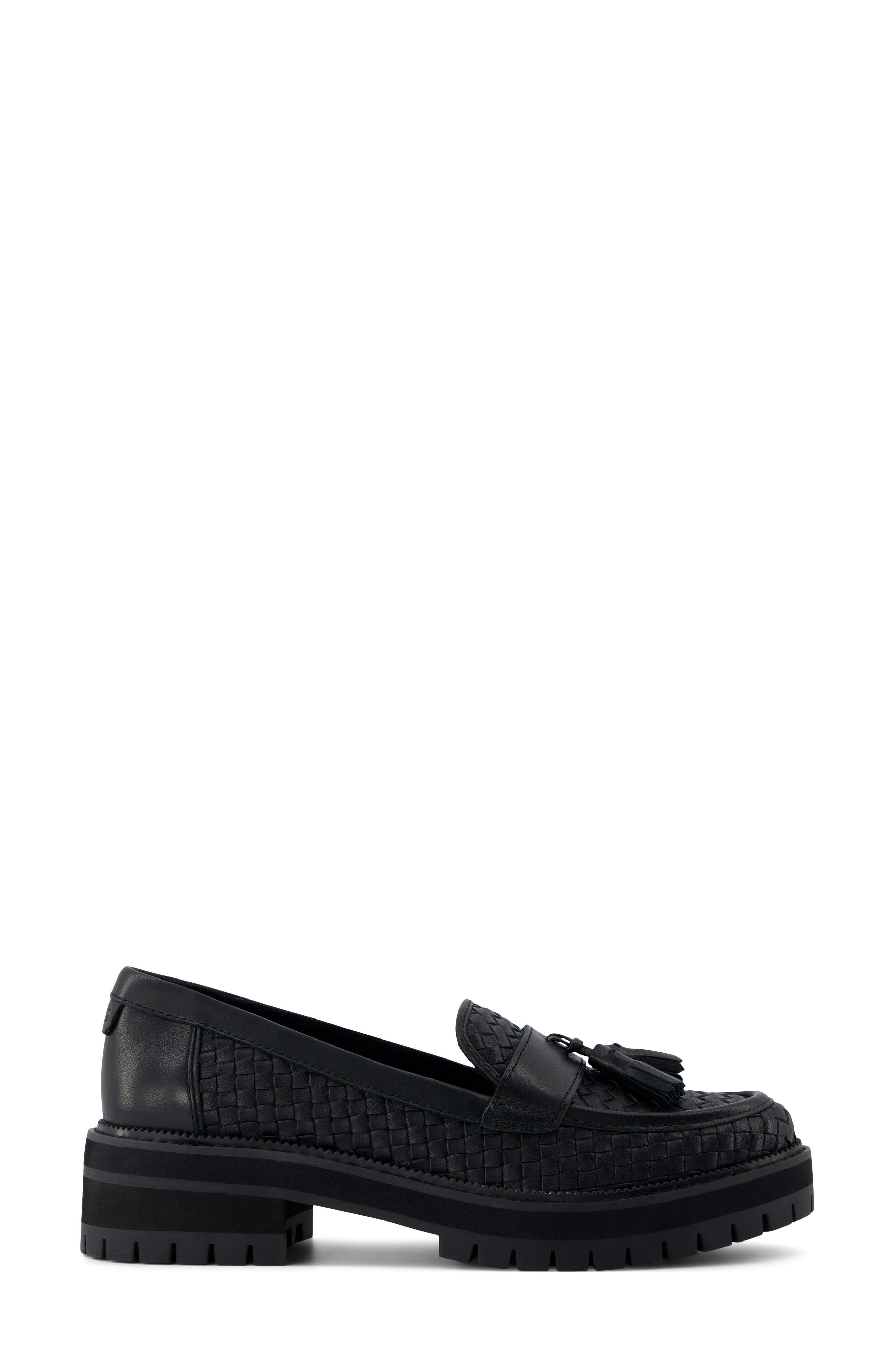 TOMS Cara Platform Tassel Loafer, Alternate, color, Black