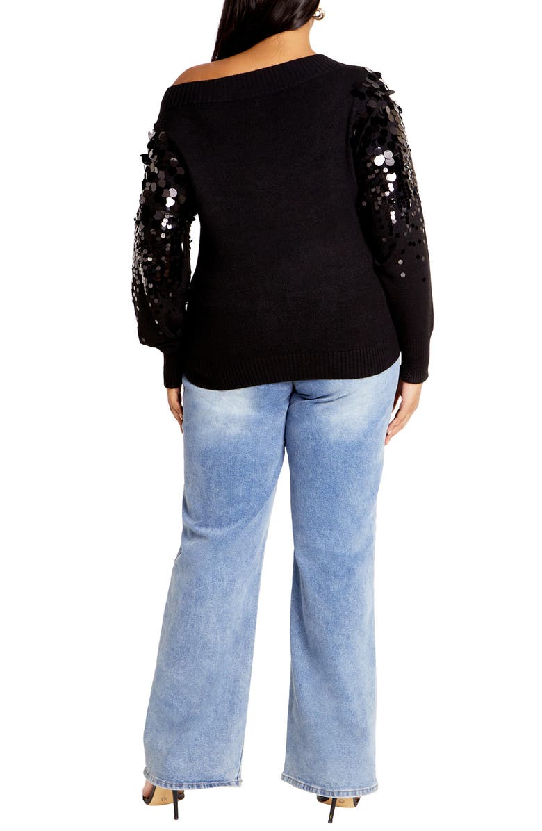 City Chic Braylin Embellished Sweater, Alternate, color, Black