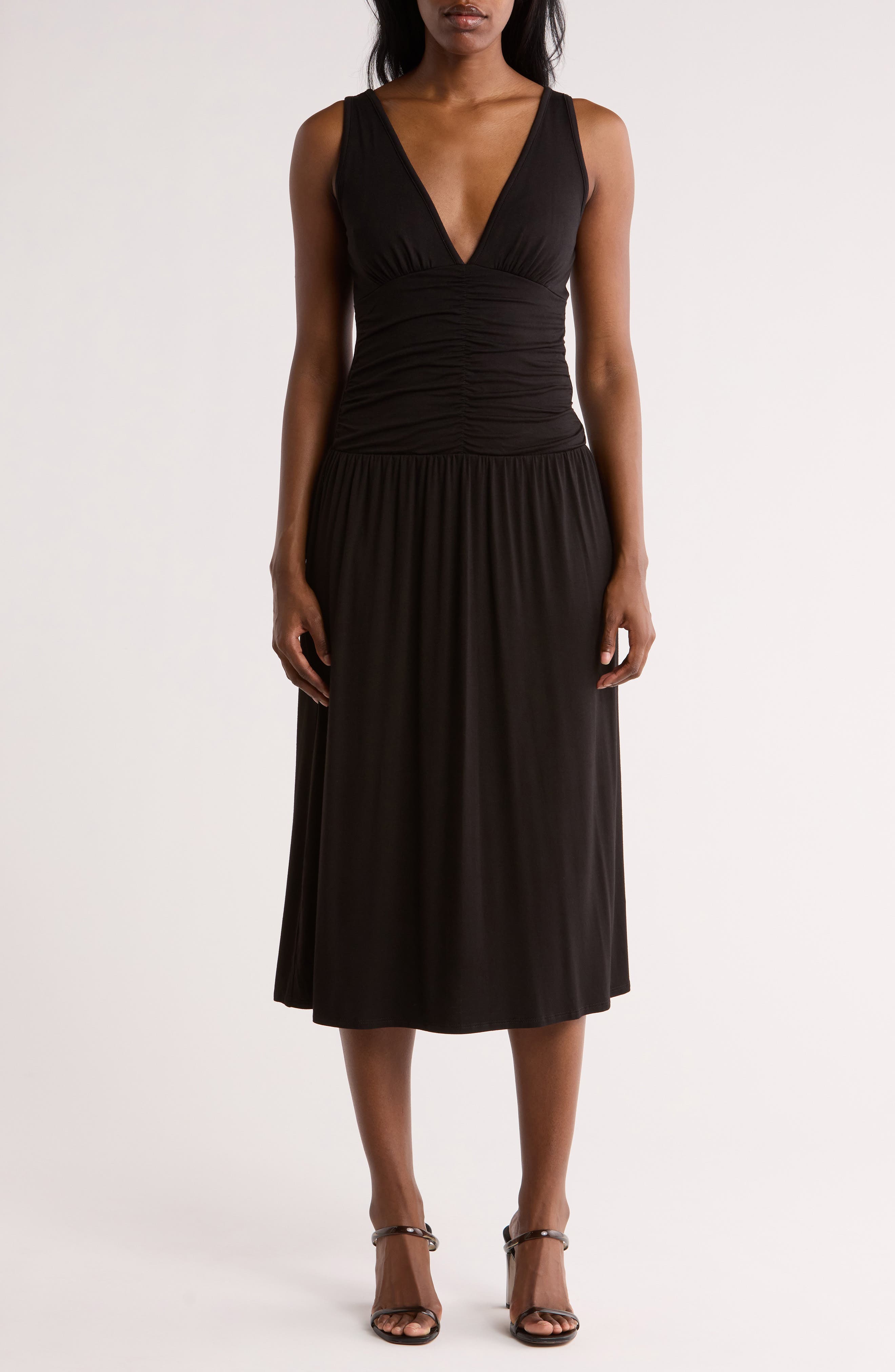 Loveappella Ruched Midi Dress