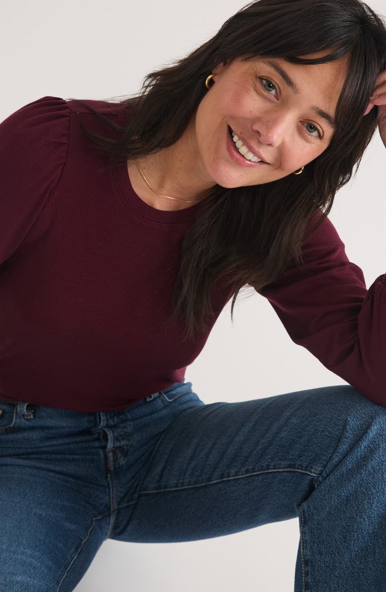 Marine Layer Lexi Puff Sleeve Rib Top, Alternate, color,