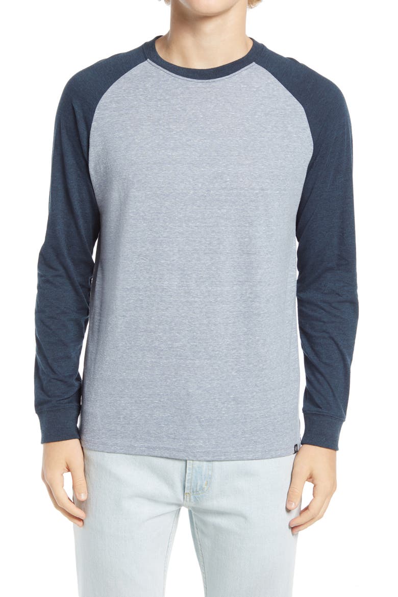 Raglan Long Sleeve Crewneck T-Shirt, Main, color, CHINA BLUE/ MIDNIGHT
