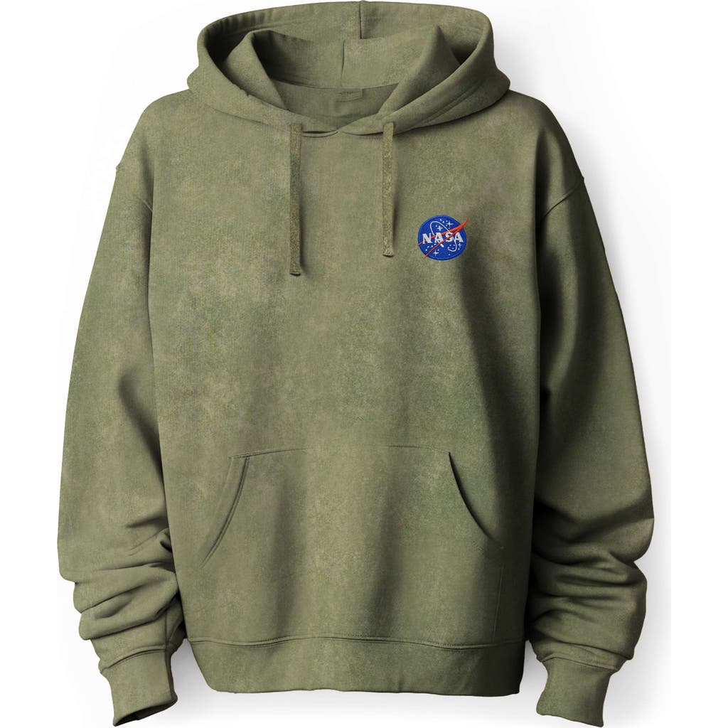 Dalix Nasa Mineral Wash Hoodie Nasa Embroidered Fleece Hoodie Mineral Wash Long Sleeve Sweatshirt Me In Olive