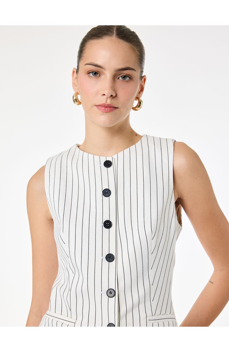 ZDNU 81041892 Button Detail Sleeveless Striped Vest, Alternate, color, Black Stripe