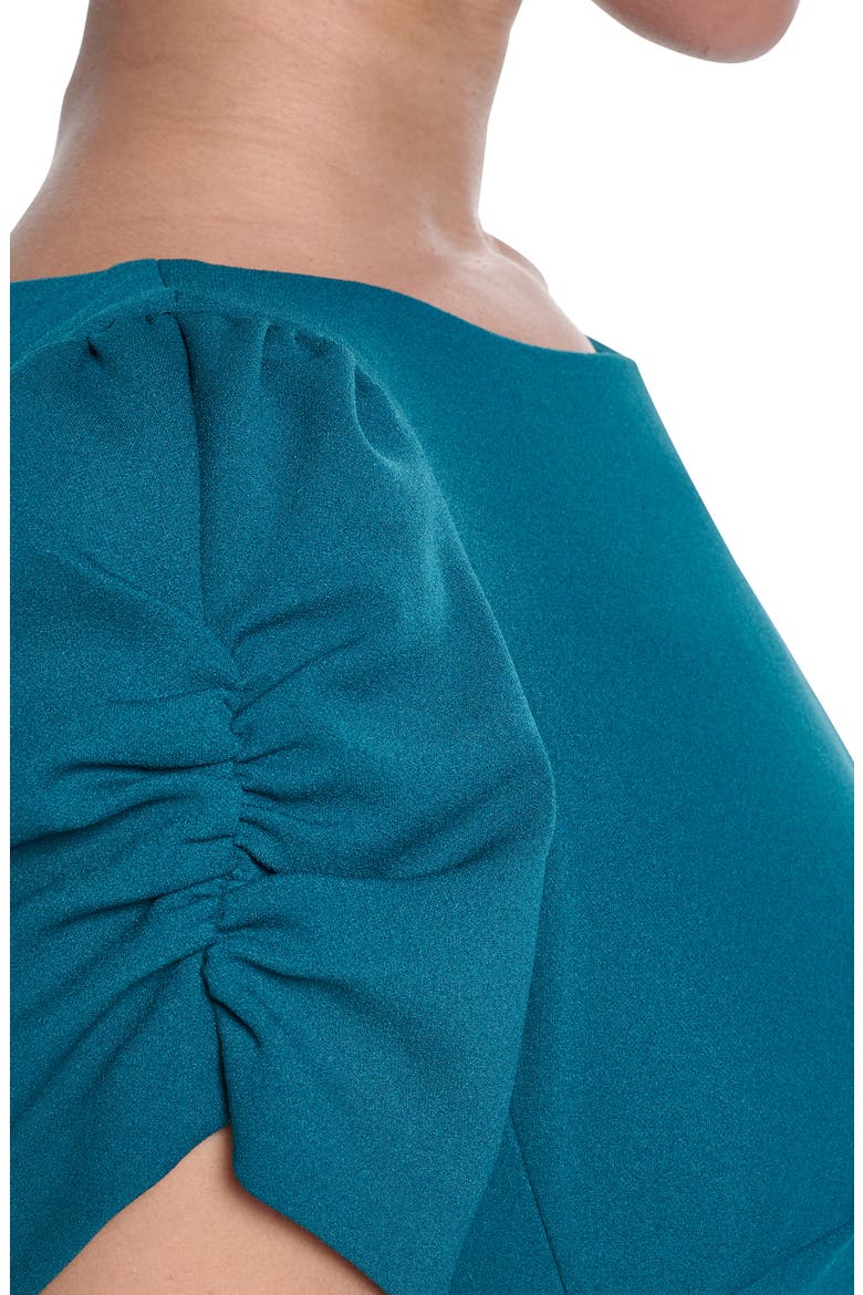 Short Sleeve Crepe Sheath Dress, Alternate, color, GLASS TEAL